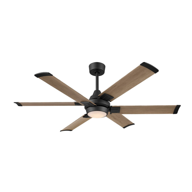 Soarin 56" Outdoor LED Ceiling Fan in Coal / Aged Oak