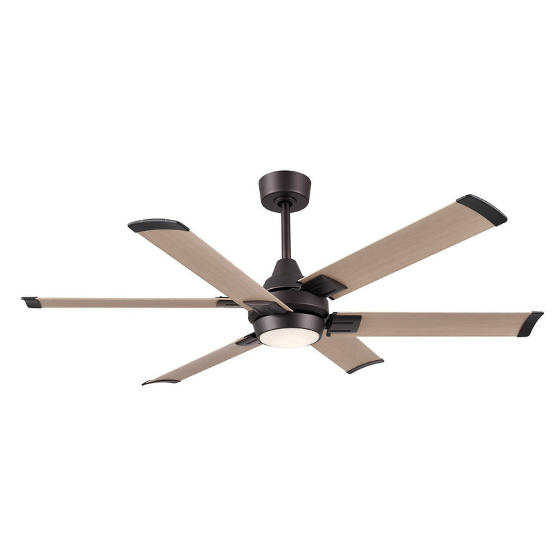 Soarin 56" Outdoor LED Ceiling Fan in Dark Bronze / White Oak