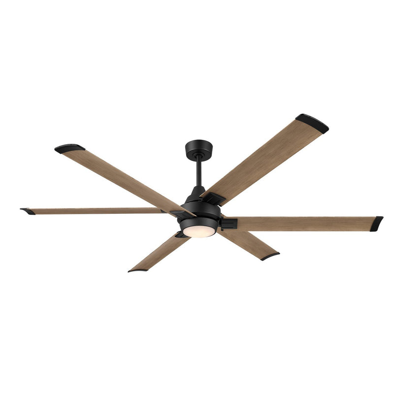 Soarin 72" Outdoor LED Ceiling Fan in Coal / Aged Oak