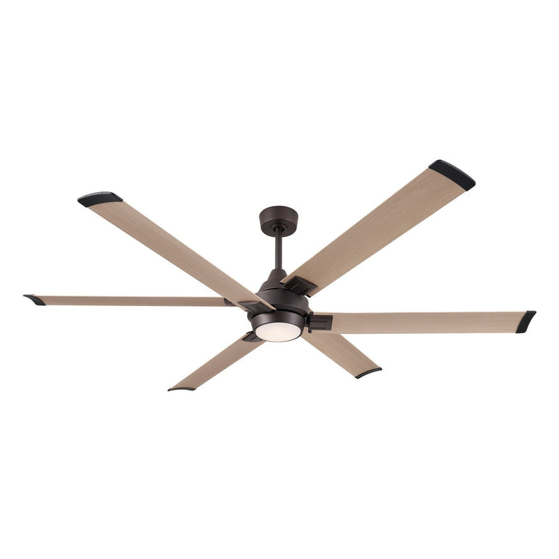 Soarin 72" Outdoor LED Ceiling Fan in Dark Bronze / White Oak
