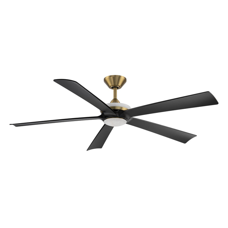 Crown 62" Outdoor Ceiling Fan with Light in Soft Brass / Matte Black