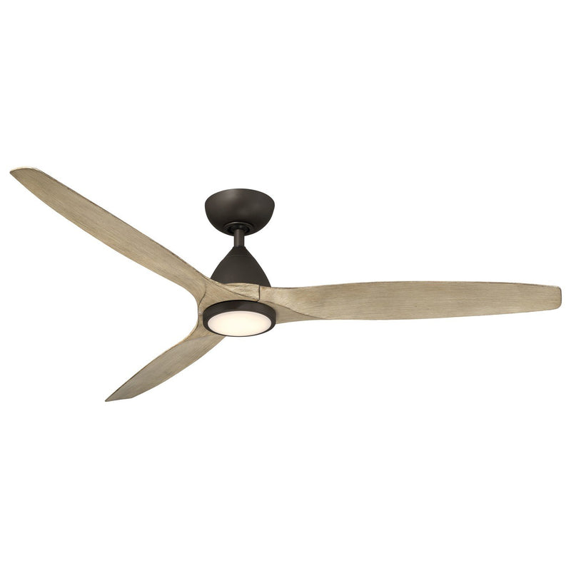 Skylark 62" Outdoor Ceiling Fan with Light in Bronze / White Oak