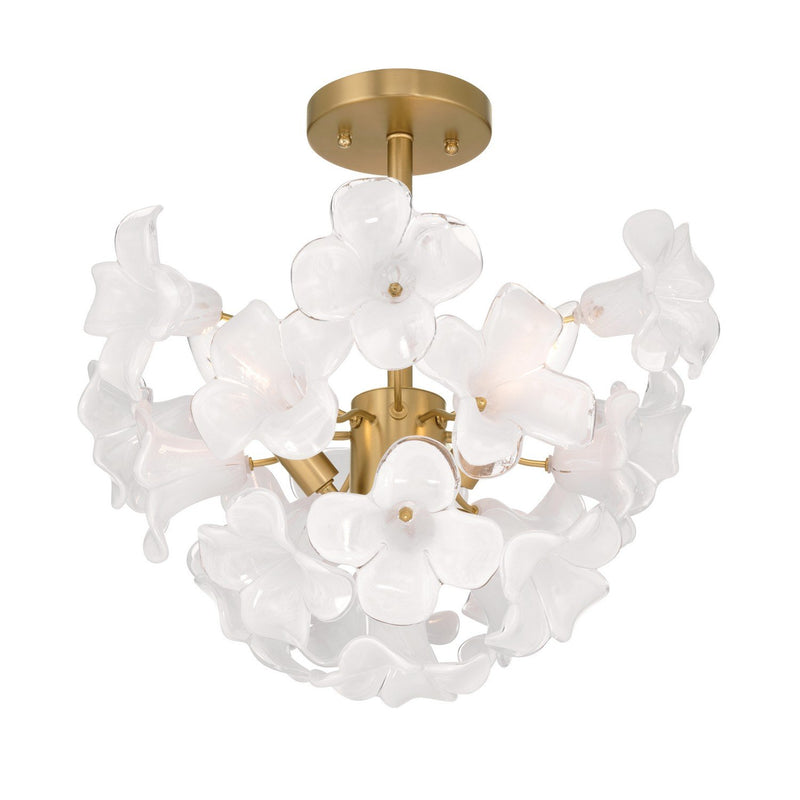 Bloome 3-Light Semi-Flush Mount in Legacy Brass