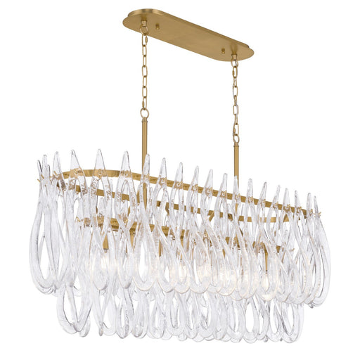 Glassara 8-Light Linear Chandelier in Legacy Brass