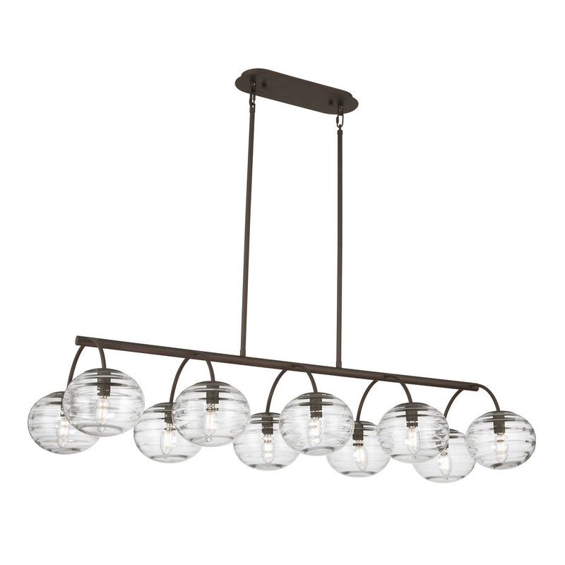 Lenora 10-Light Linear Chandelier in Dark Bronze