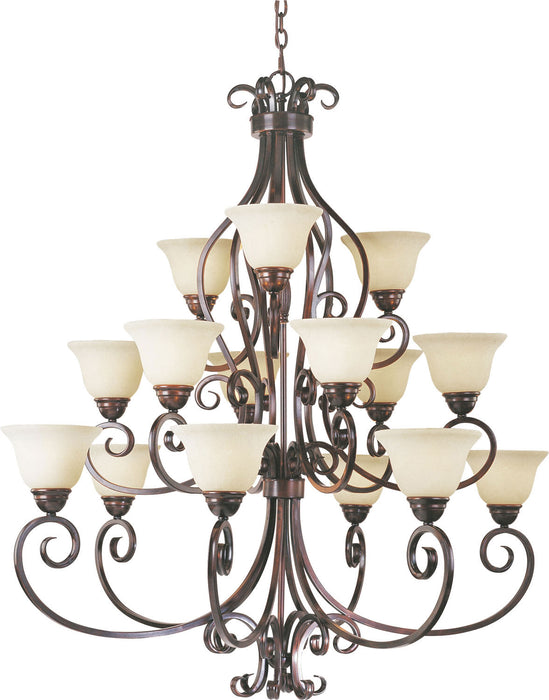 Manor 15-Light Chandelier in Oil Rubbed Bronze with Frosted Ivory Glass - Lamps Expo
