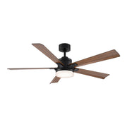 Radiant 56" Outdoor Ceiling Fan with Light in Matte Black / Distressed Koa