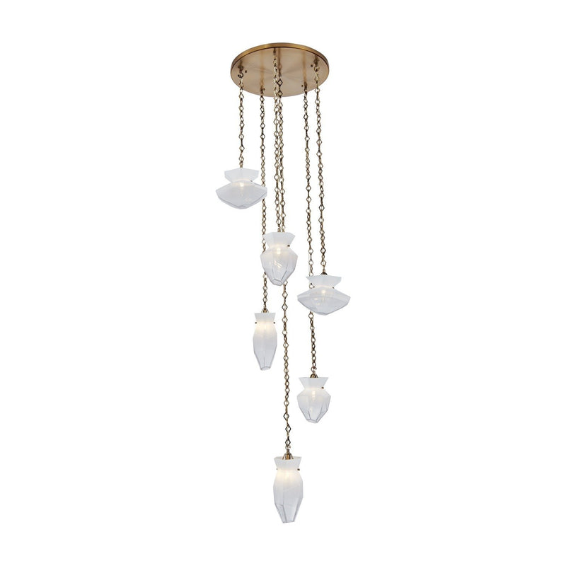 Bolsa 6-Light Pendant in Winter Brass