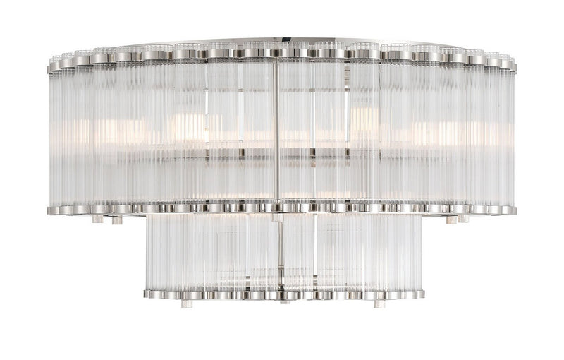 Glasbury 9-Light 23.75" Flush Mount in Polished Nickel