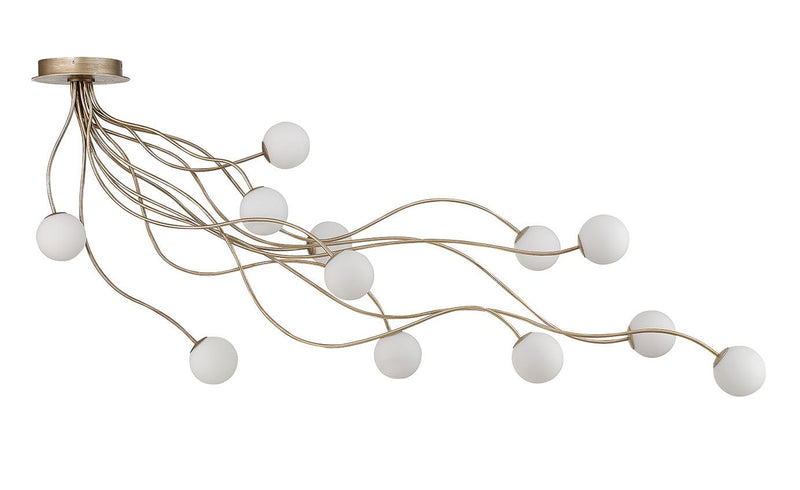 Athena 12-Light 20" Semi-Flush Chandelier in Antique Gold