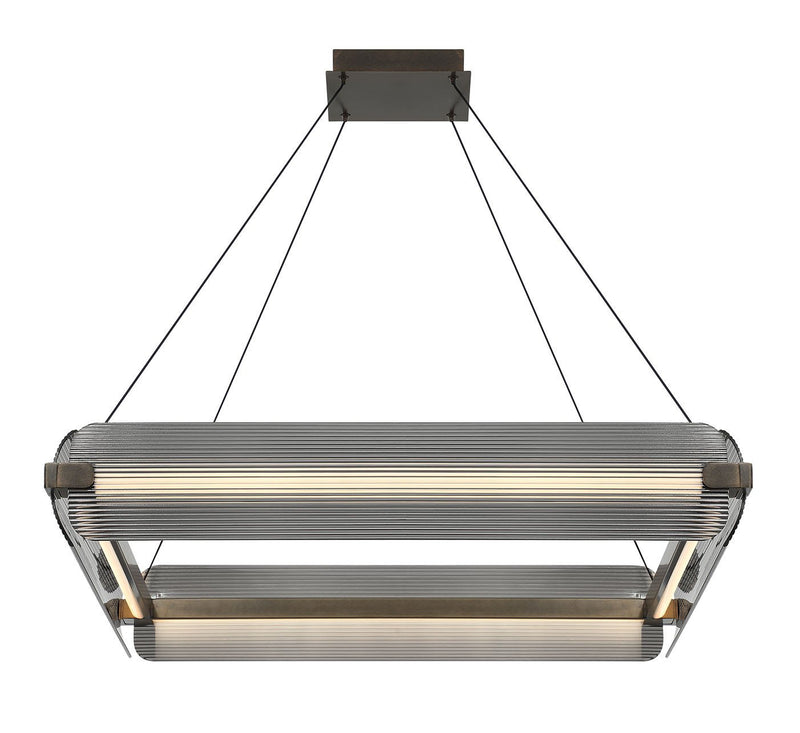 Neoness 4-Light 34" Square Pendant in Weathered Brass