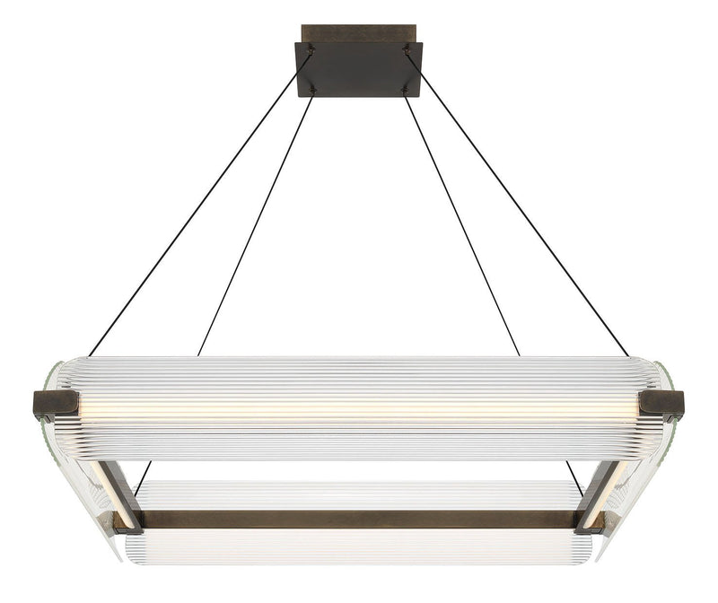 Neoness 4-Light 34" Square Pendant in Weathered Brass
