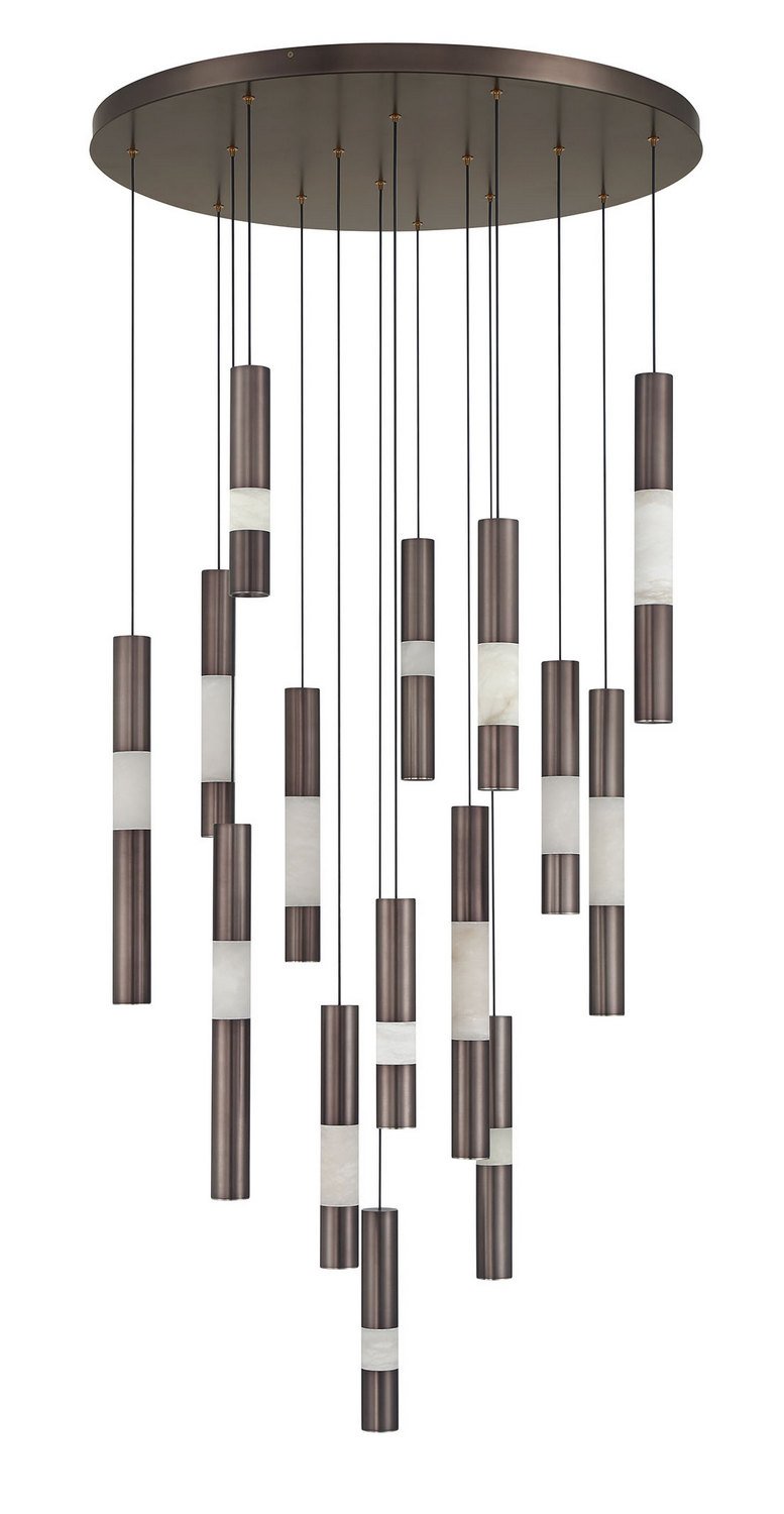 Ronda 15-Light 32" Multi-Drop Pendant in Harlow Bronze