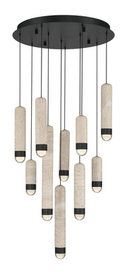 Cambre 10-Light 22" Multi-Drop Pendant in Matte Black