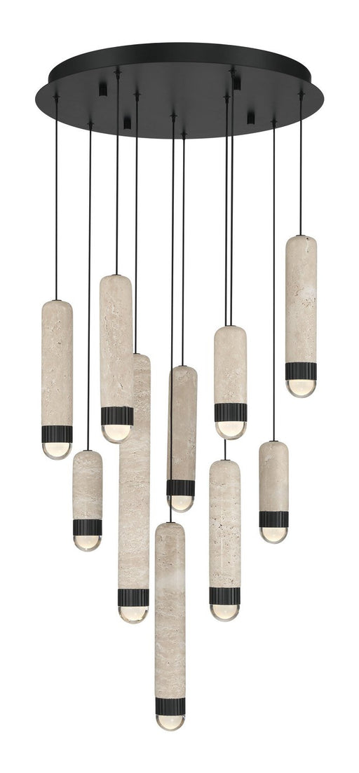 Cambre 10-Light 22" Multi-Drop Pendant in Matte Black