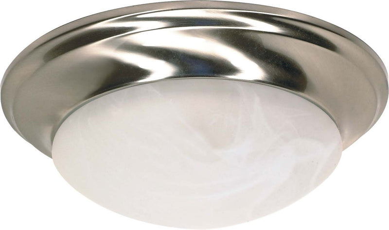 Twist and Lock 11.5" Alabaster Flush Mount in Brushed Nickel