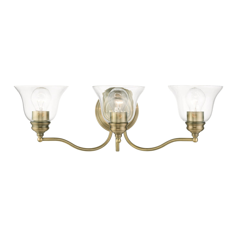 Moreland 3-Light 24" x 7.5" Bath Vanity Light in Antique Brass