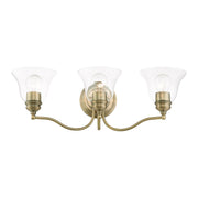 Moreland 3-Light 24" x 7.5" Bath Vanity Light in Antique Brass