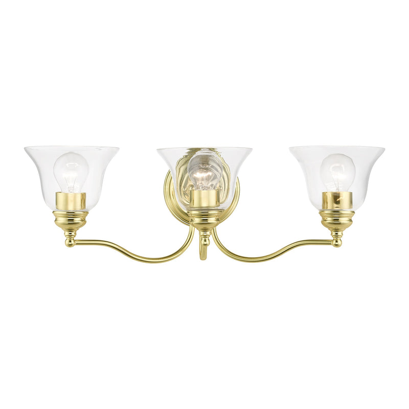 Moreland 3-Light 24" x 7.5" Bath Vanity Light in Polished Brass