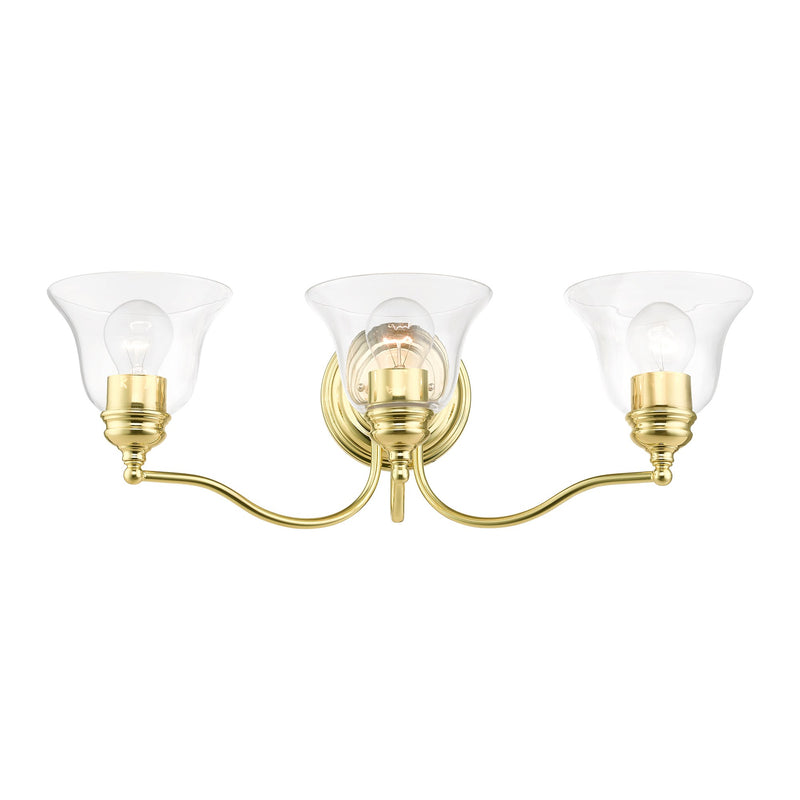 Moreland 3-Light 24" x 7.5" Bath Vanity Light in Polished Brass