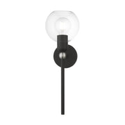 Downtown Sphere Wall Sconce in Black with Brushed Nickel Accents