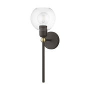 Downtown Sphere Wall Sconce in Bronze with Antique Brass Accents