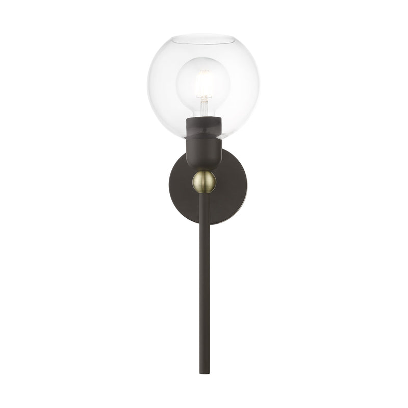 Downtown Sphere Wall Sconce in Bronze with Antique Brass Accents