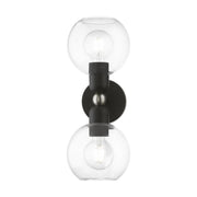 Downtown 2-Light Bath Vanity Light in Black with Brushed Nickel Accents