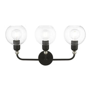 Downtown 3-Light Bath Vanity Light in Black with Brushed Nickel Accents