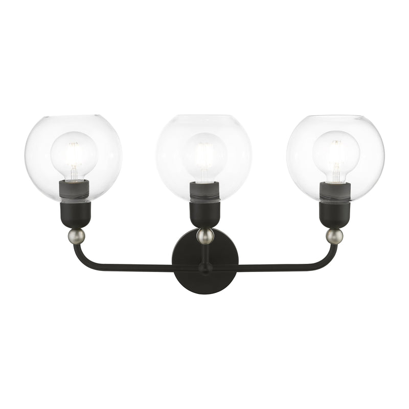 Downtown 3-Light Bath Vanity Light in Black with Brushed Nickel Accents