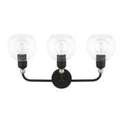 Downtown 3-Light Bath Vanity Light in Black with Brushed Nickel Accents