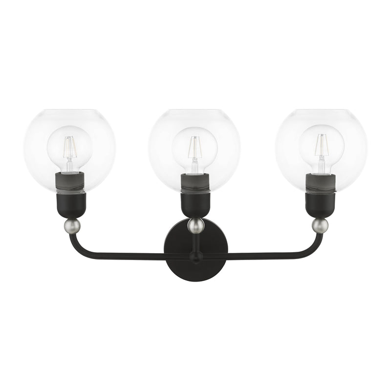 Downtown 3-Light Bath Vanity Light in Black with Brushed Nickel Accents