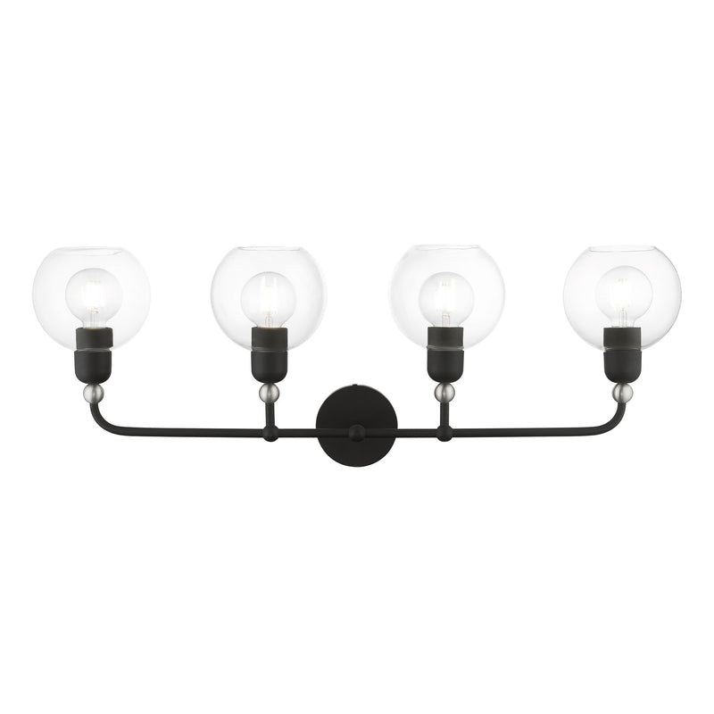 Downtown 4-Light Bath Vanity Light in Black with Brushed Nickel Accents