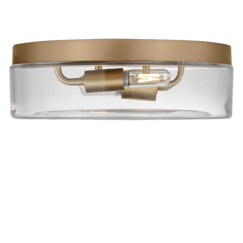 Rhett 2-Light Flush Mount in Satin Brass