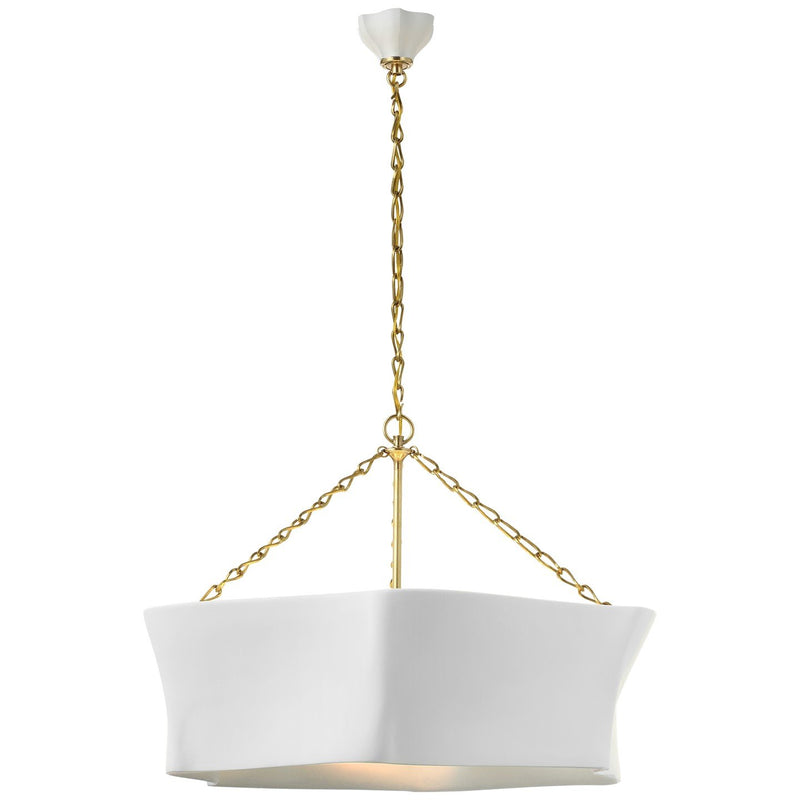 Ayers 31" Sculptural 6-Light Pendant in Hand-Rubbed Antique Brass and Plaster White