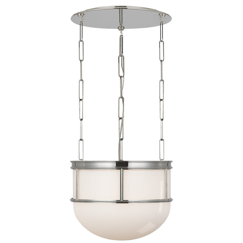 Martil 17" Lantern Pendant in Polished Nickel with White Glass