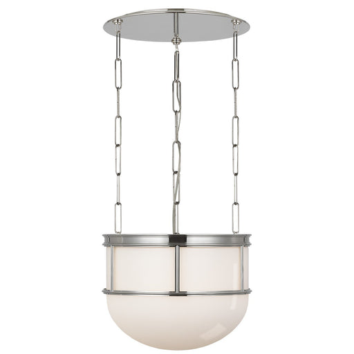 Martil 17" Lantern Pendant in Polished Nickel with White Glass