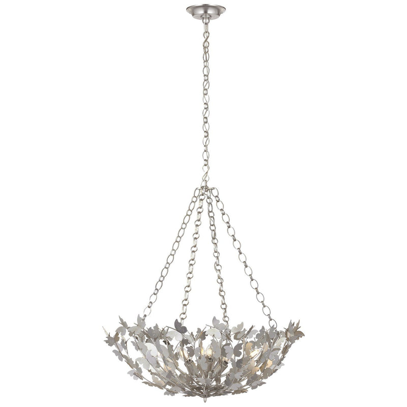 Farfalle 30" Basket 8-Light Pendant in Burnished Silver Leaf