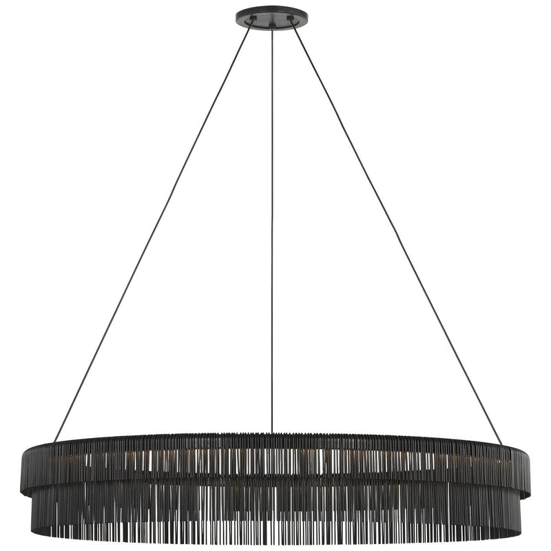 Differo 40" Layered Ring Pendant in Aged Iron