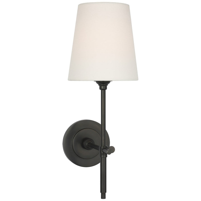 Bryant 15" Cordless Linen Shade Wall Sconce in Bronze