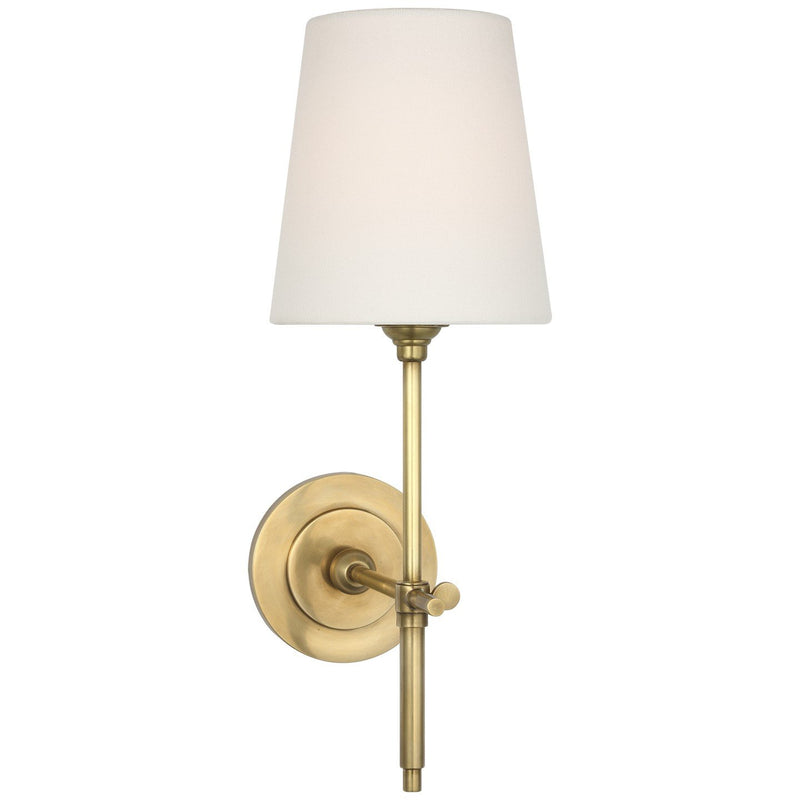 Bryant 15" Cordless Linen Shade Wall Sconce in Hand-Rubbed Antique Brass