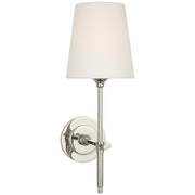 Bryant 15" Cordless Linen Shade Wall Sconce in Polished Nickel