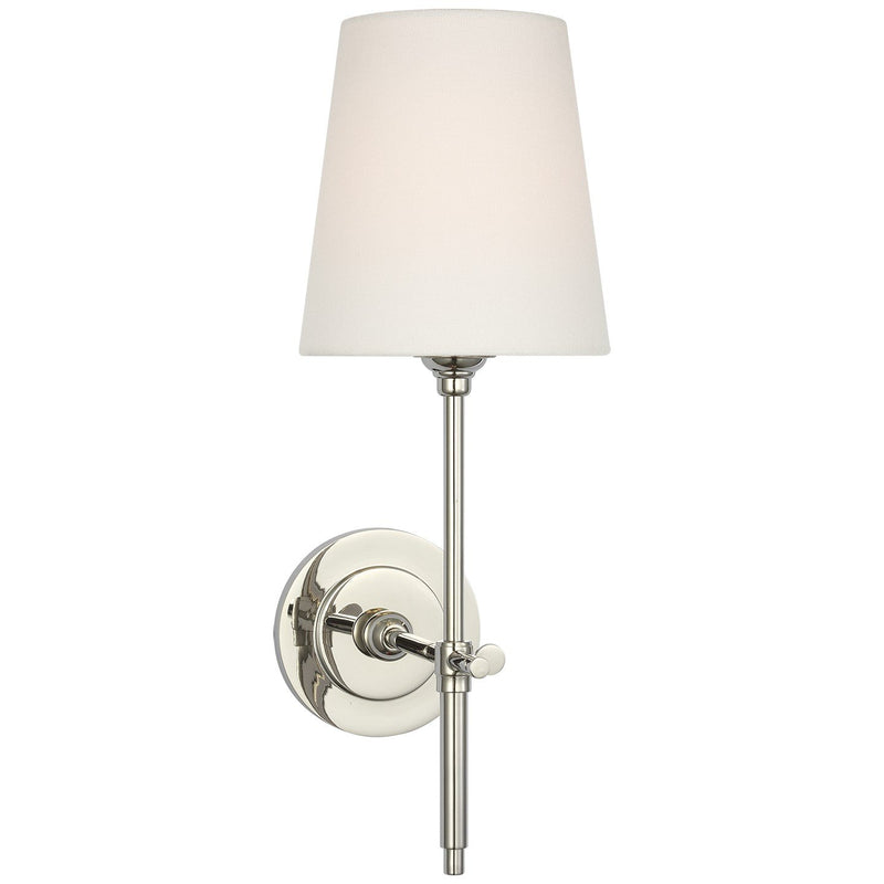 Bryant 15" Cordless Linen Shade Wall Sconce in Polished Nickel