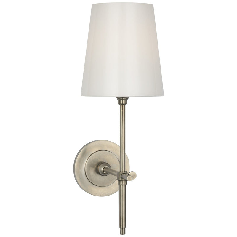 Bryant 15" Cordless White Glass Bath Sconce in Antique Nickel