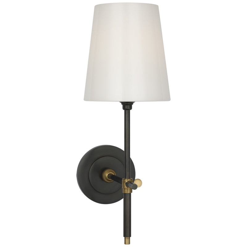 Bryant 15" Cordless White Glass Bath Sconce in Bronze and Hand-Rubbed Antique Brass