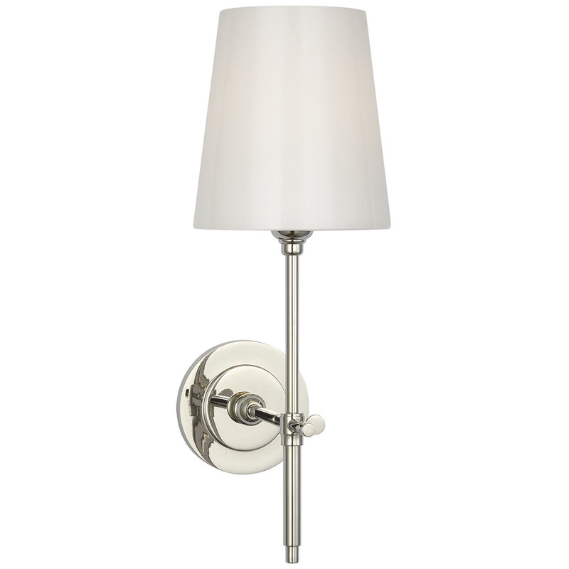 Bryant 15" Cordless White Glass Bath Sconce in Polished Nickel