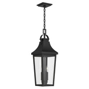 Cleary 2-Light Outdoor Lantern Pendant in Textured Black