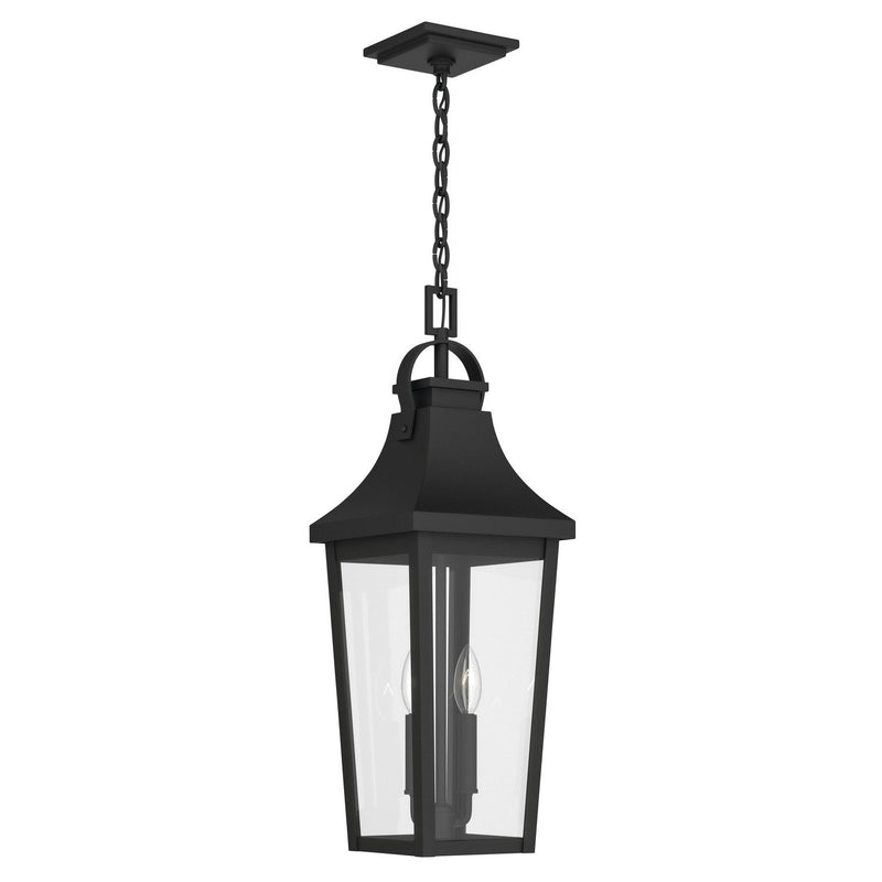 Cleary 2-Light Outdoor Lantern Pendant in Textured Black