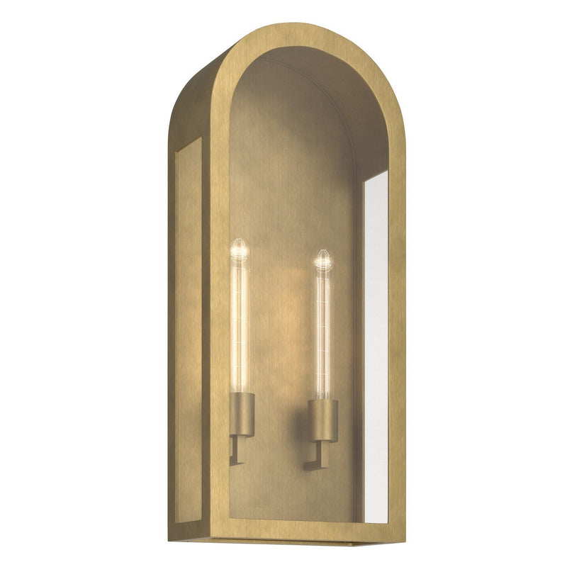Marea 2-Light Outdoor Wall Sconce in Natural Brass