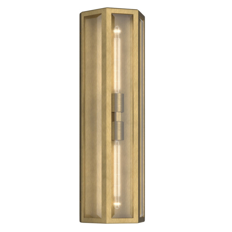 Berens 2-Light Outdoor Wall Lantern in Natural Brass